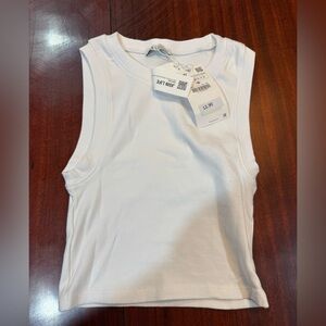 Zara White Sleeveless Tank Top